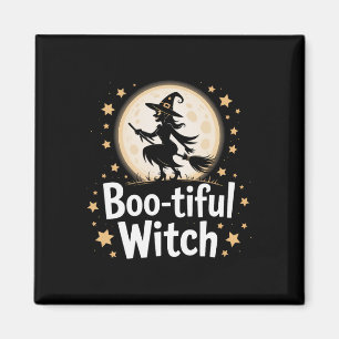 Imã Bela Bruxa Silhouette Halloween Bruxa Bruxa Lua 1