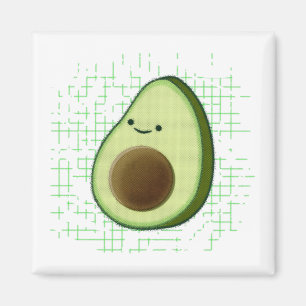 Imã Bela Caricatura Avocado Em Segundo Plano Distante