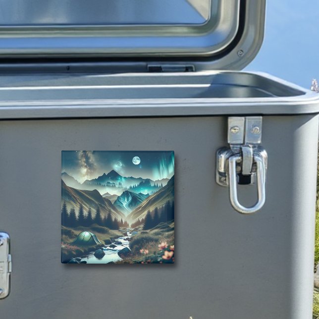 Imã Bela cena de acampamento com montanhas e tendas (Criador carregado)