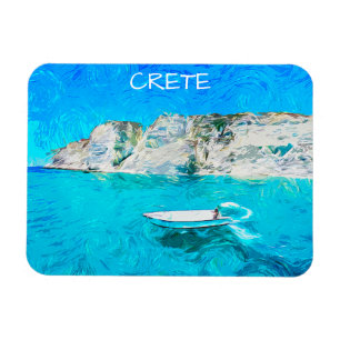 Ímã Bela Creta Grécia Pintura em Aquarela Oceano