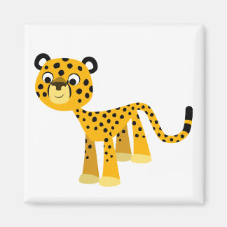 Imã Bela e Feliz Cartoon Cheetah Magnet