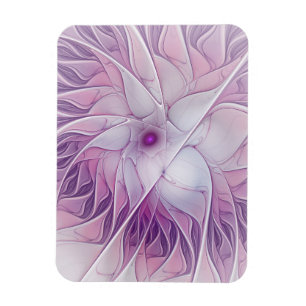 Ímã Bela Flor Rosa Arte Fractal Abstrata Moderna