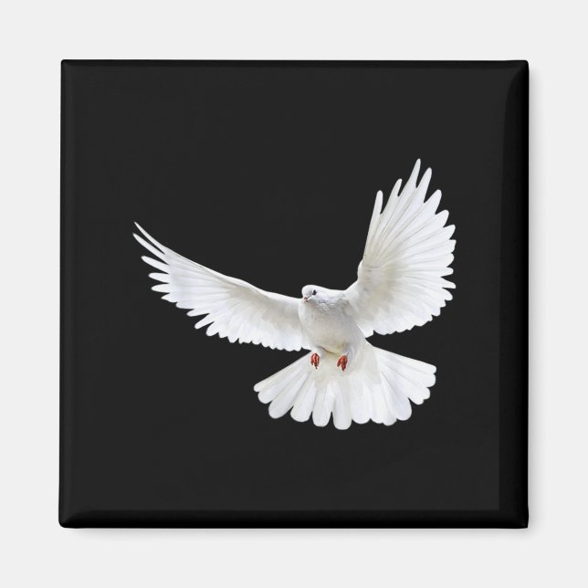 Imã Bela Foto Silhueta de Pombo Branco Pacífico Voando (Frente)