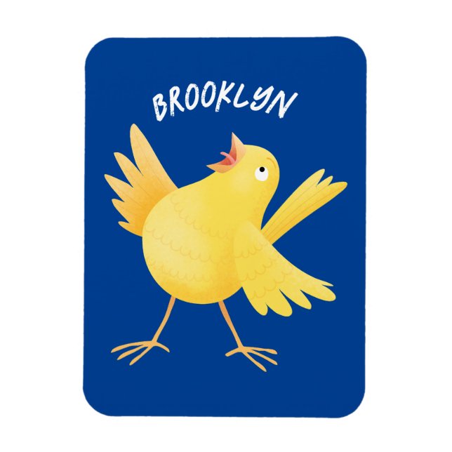 Ímã Bela fotografia de pássaro canário amarelo cantand (Vertical)