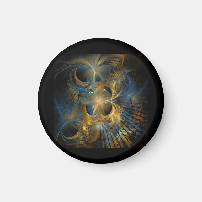 Imã Bela Fractal Azul e Dourada (Frente)