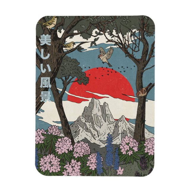 Ímã Bela Paisagem Japonesa (Vertical)