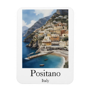 Ímã Bela pintura da paisagem de Positano Itália