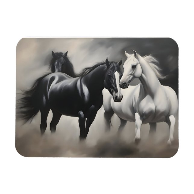 Ímã Bela pintura de cavalos (Horizontal)