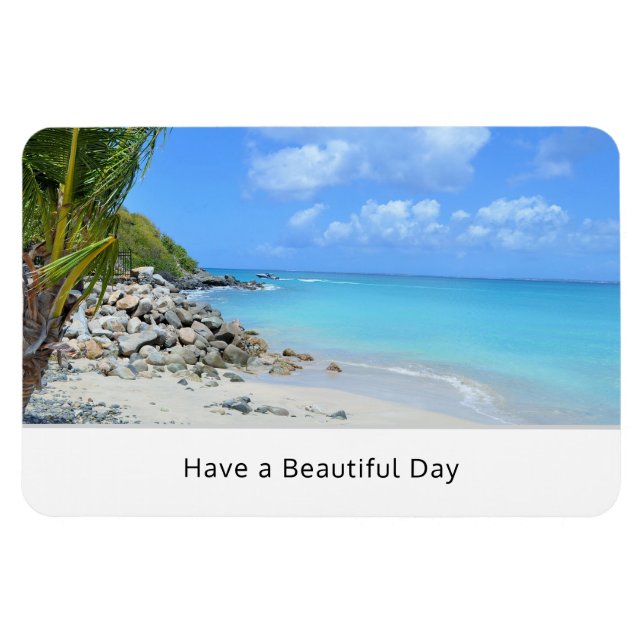 Ímã Bela Praia Tropical Turquesa (Horizontal)