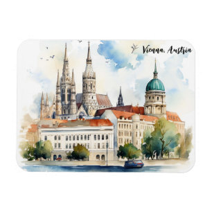 Ímã Bela Vista da Cidade de Viena Áustria Pintura