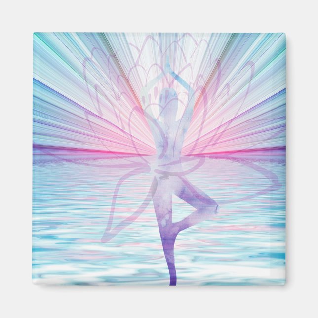 Imã Bela Vrikshasana Yoga Rosa e Azul (Frente)
