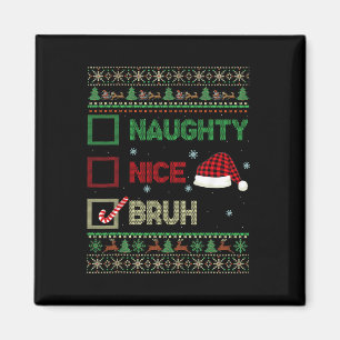 Imã Bela Xadrez Vermelha Bruh Ugly Sweater Xmas Chri