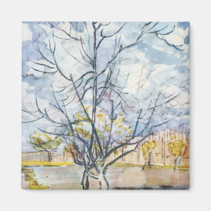Imã Belas artes cor-de-rosa de Van Gogh da árvore de