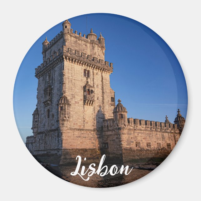 Imã Belem tower at sunset in Lisbon, Portugal (Frente)
