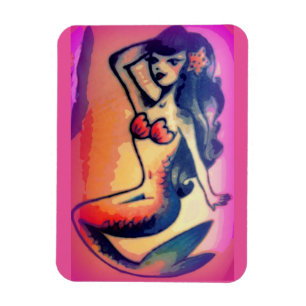 Ímã beleza de cabelo escuro da sereia