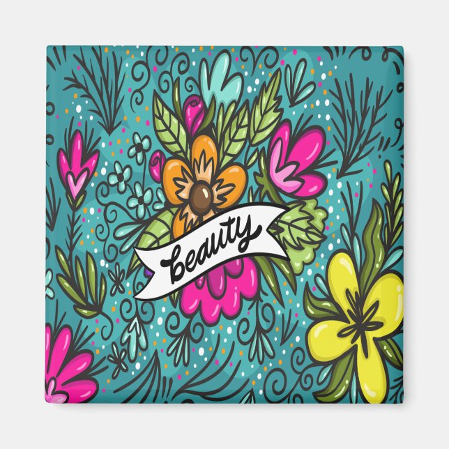 Imã Beleza do travesseiro decorativo com flores (Frente)
