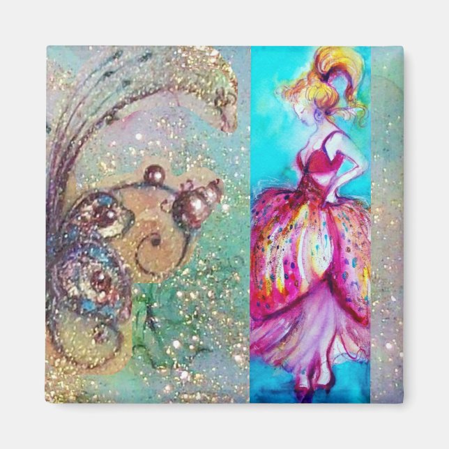 Imã BELEZA NO VESTIDO DE PINK/Fábrica de Borboletas Má (Frente)