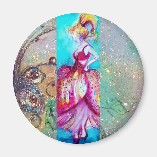 Imã BELEZA NO VESTIDO DE PINK/Fábrica de Borboletas Má (Frente)