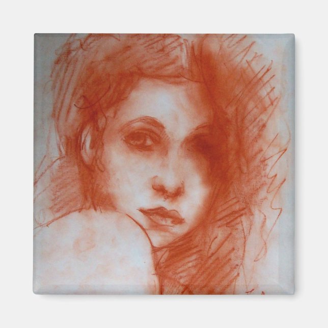 Imã BELEZA ROMÂNTICA / Retrato feminino em Sepia Brown (Frente)