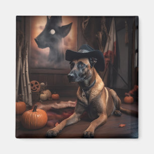 Imã Belga Malinois Pumpkins Halloween Scary