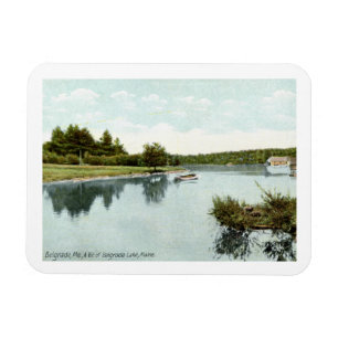 Ímã Belgrado Lake, cartão postal Vintage Maine 1910