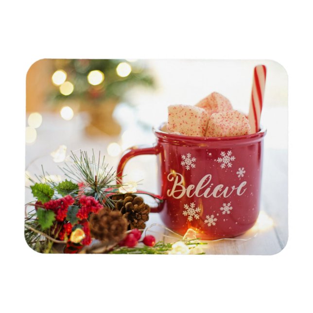 Ímã Believe Mug, Marshmallows, Christmas decorations (Horizontal)