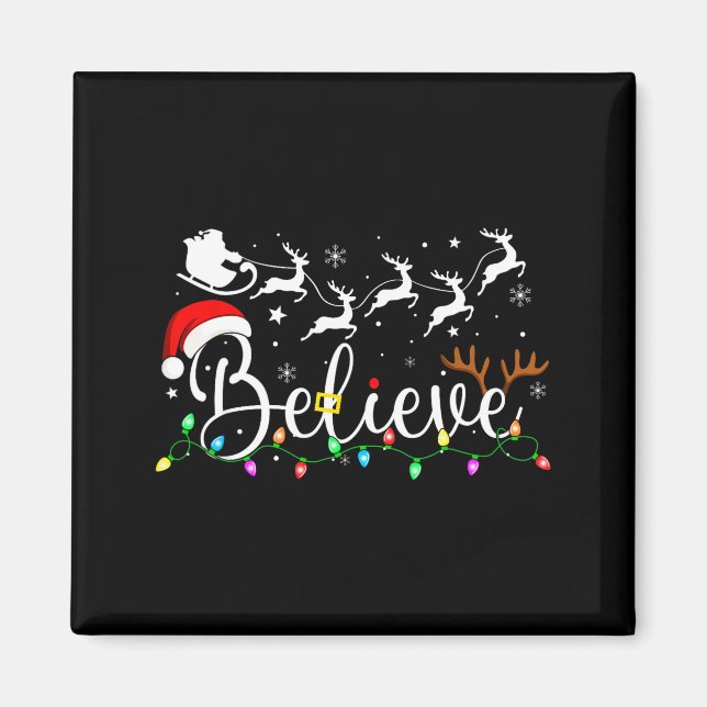 Imã Believe Santa Claus Believe Christmas Matching Paj (Frente)