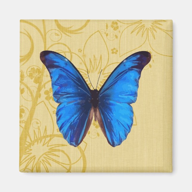 Imã Belíssima Arte Vintada da Borboleta Azul (Frente)