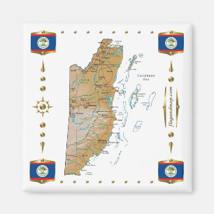 Imã Belize Map + Sinal Magnet