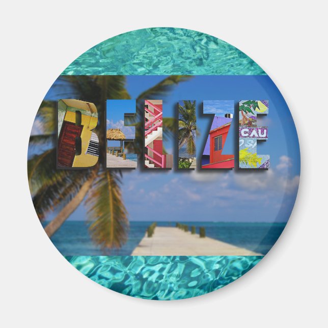 Imã Belize Tropical Beach Blue Ocean FoViagem (Frente)
