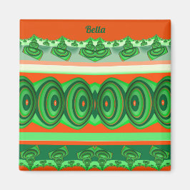 Imã BELLA ~ 3D Design Fractal vermelho branco ~