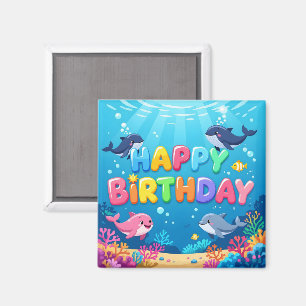 Imã Belo Aniversário de marinho golfinho
