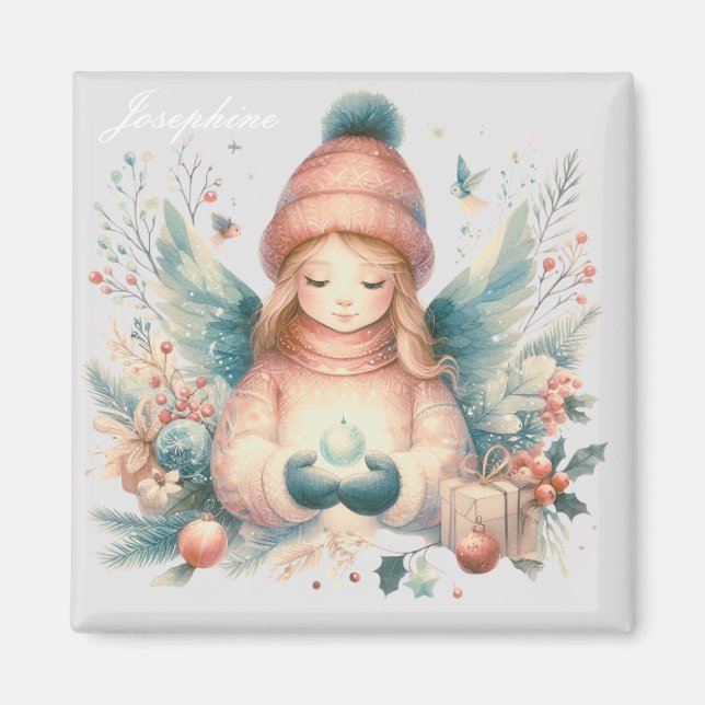 Imã Belo anjo de inverno em meio à natureza do norte (Frente)