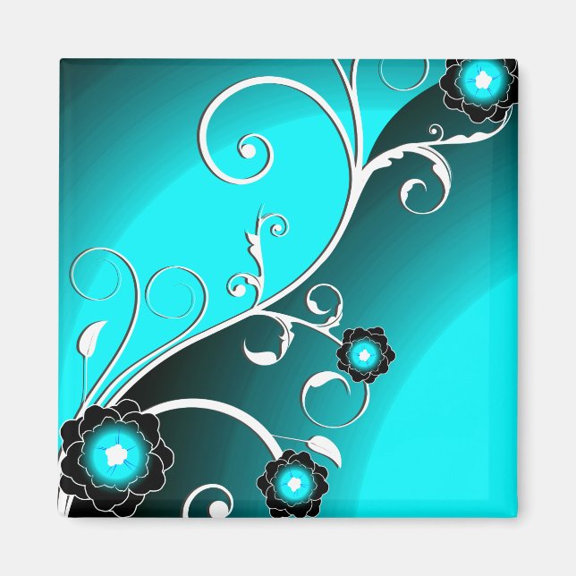 Imã Belo Aqua Legal Gota-Gota Retro Floral (Frente)