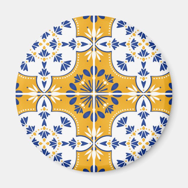 Imã Belo Azulejo Azul e Amarelo (Frente)