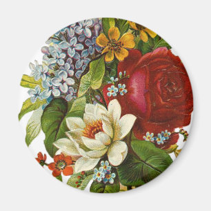 Imã Belo Buquê Romântico de Verão com Rosa vermelha