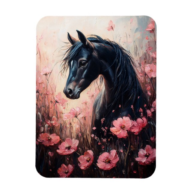 Ímã Belo Cavalo Blush Flores Rosa (Vertical)