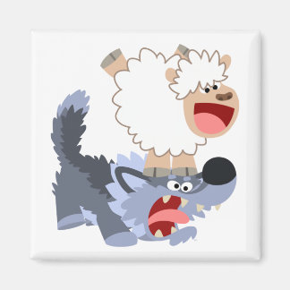 Imã Belo desenho animado ovelha e magnata do lobo