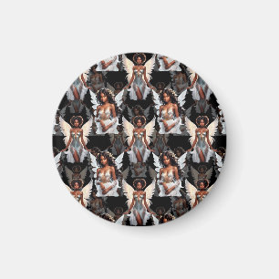 Imã Belo Design de Padrão de Anjos Meninas Negras -Esc