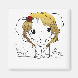 Imã Belo elefante bebê fêmea com cabelo amarelo