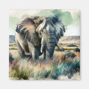 Imã Belo Elefante De Aquarela