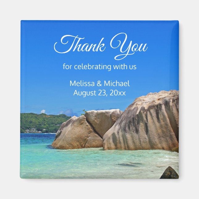 Imã Belo Favor de Casamento Costeiro Tropical Sea Rock (Frente)