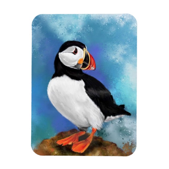 Ímã Belo Mago de Pássaro Puffin do Atlântico - Pintura (Vertical)