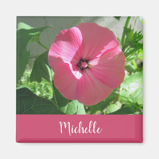 Imã Belo nome de foto de flor rosa (Frente)