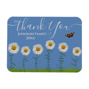 Ímã Belo obrigado floral Daisy você escreve arte