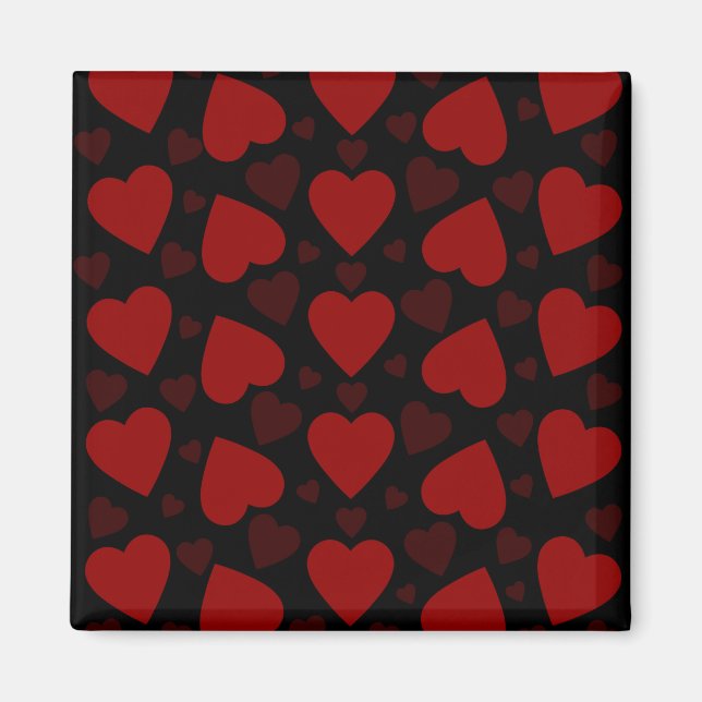 Imã Belo padrão cardíaco vermelho em preto (Frente)