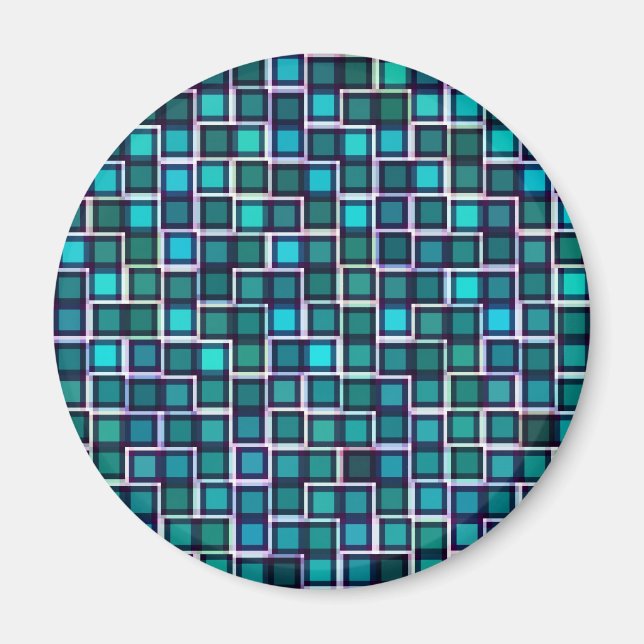 Imã Belo padrão de Azulejo Abstrato em azul (Frente)