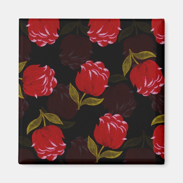 Imã Belo padrão de bordados de rosas translúcidos (Frente)