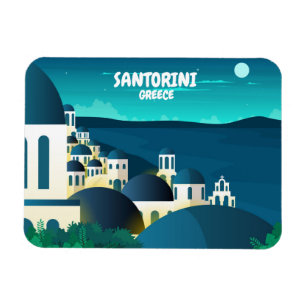 Ímã Belo Santorini na Foto da Grécia Noturna