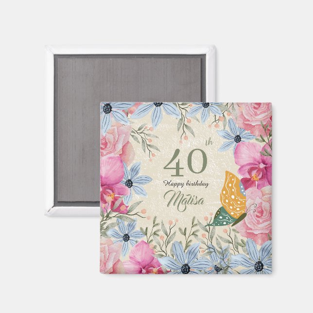 Imã Belo trabalho de arte de botânica rusticada (Front/Back)